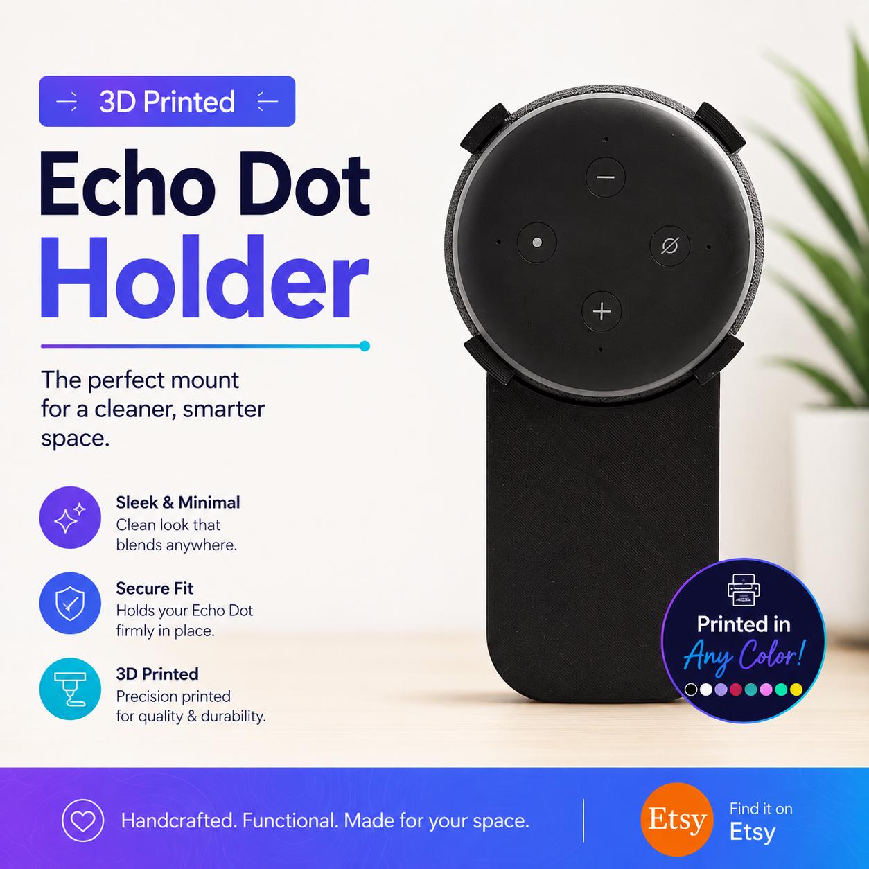 3D Printed Amazon Echo Dot 3 Wall Mount: Minimalist Alexa Holder