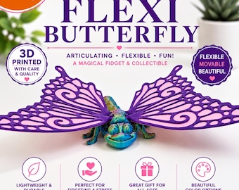 3D Printed Colorful Butterfly Figurine: Nature-Inspired Decor