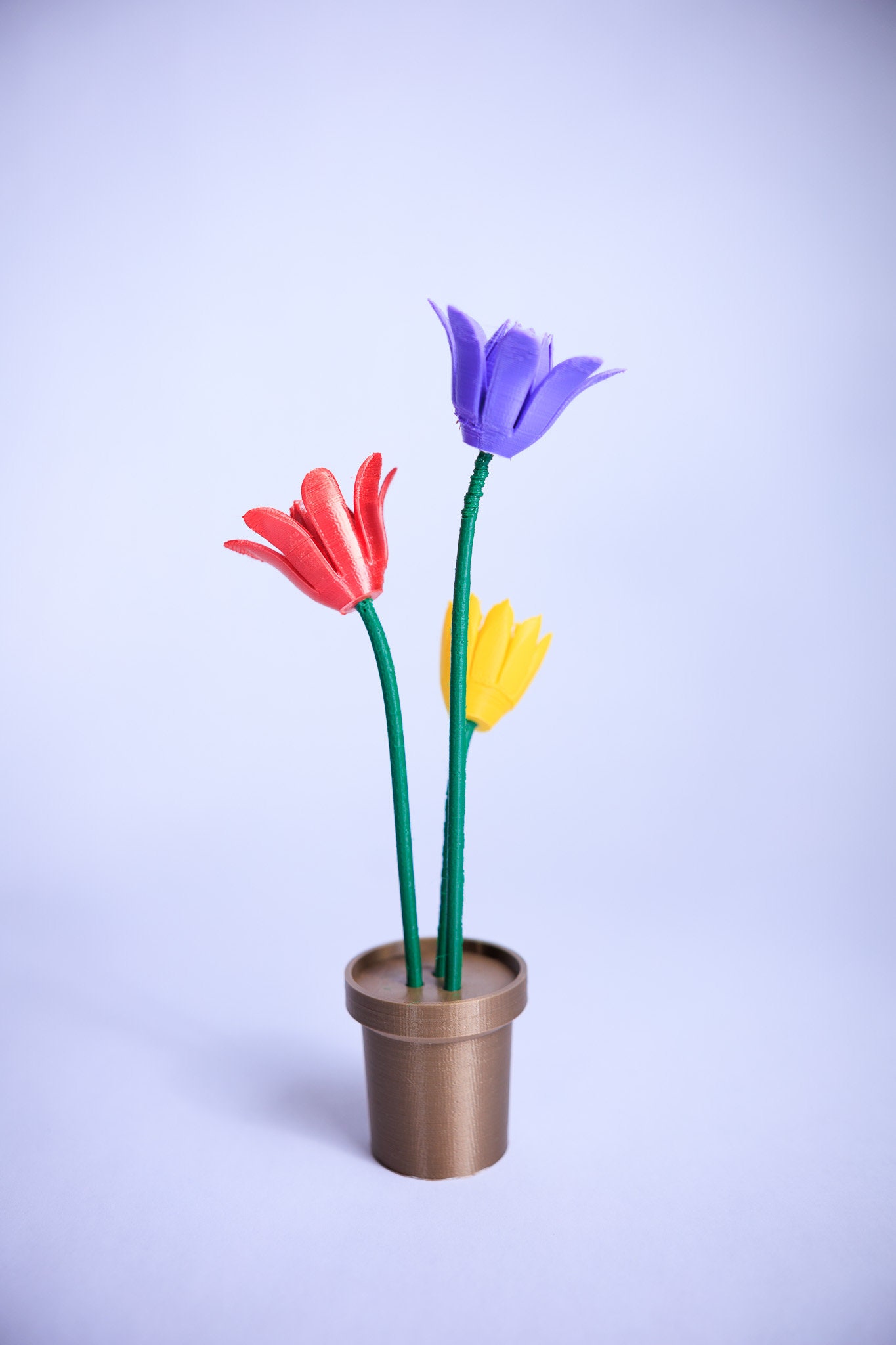 3D Printed Flower Set with Pot: Custom Color Choice