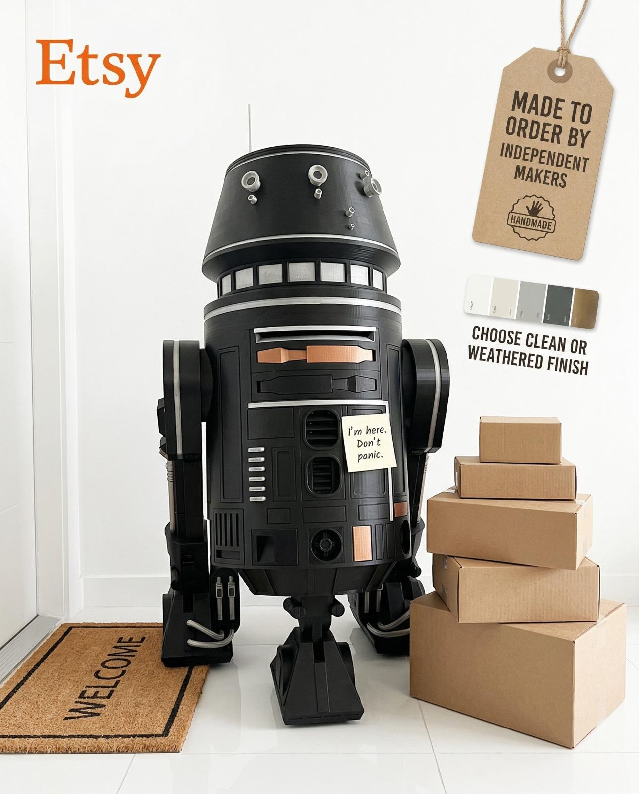 R5-J2 - Astromech Droid | Star Wars | 43" Life Size! | 3D Printed - Fan Art - One of a Kind! Great Collectors Addition!