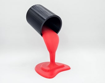 3D Printed Paint Can Spill Sculpture: Custom Colors, Large Size