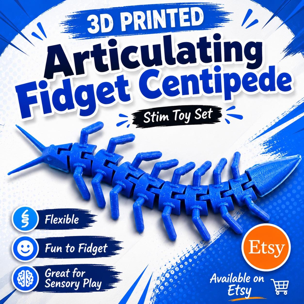 Articulating Fidget Centipede: 3D Printed Stim Toy Set