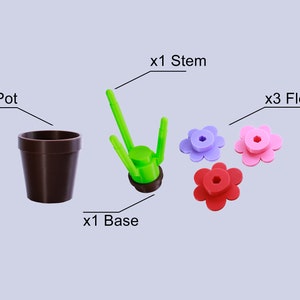 Brick Flowers! Dostosuj dowolny kolor, dodaj doniczkę! lub liść! Sprawdź to! Wiele kolorów i rozmiarów do wyboru! - Drukowane w 3D