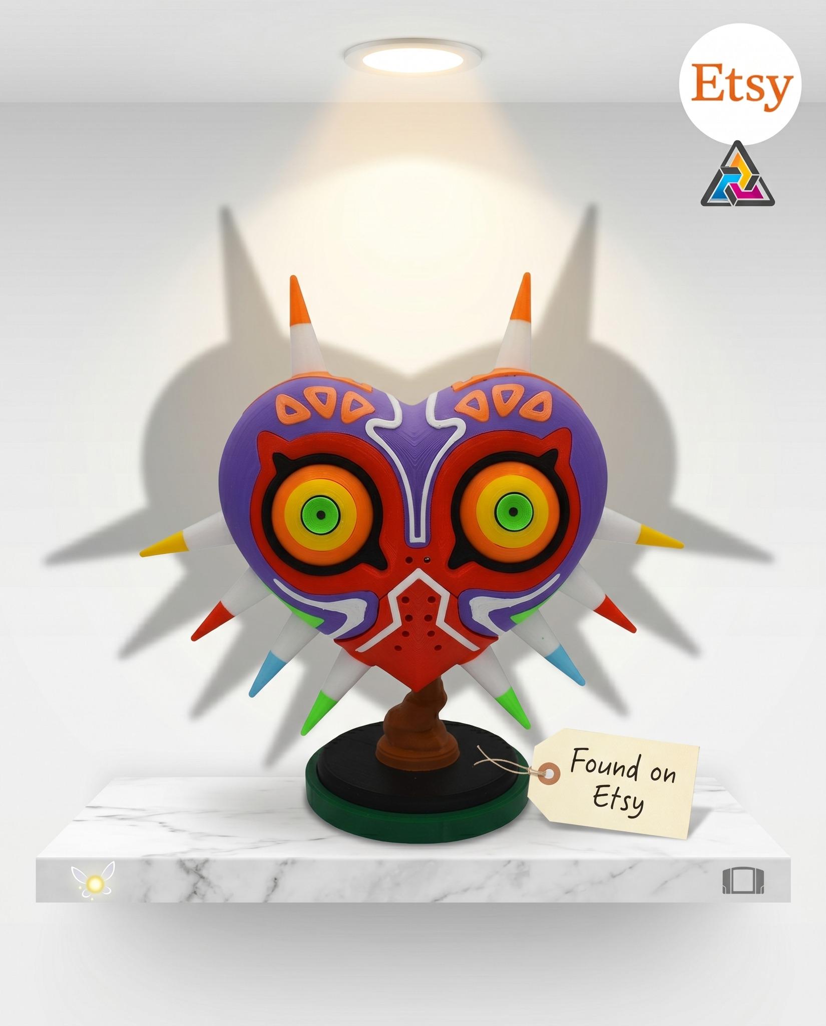 3D Printed Majora's Mask with Stand: Legend of Zelda Fan Art