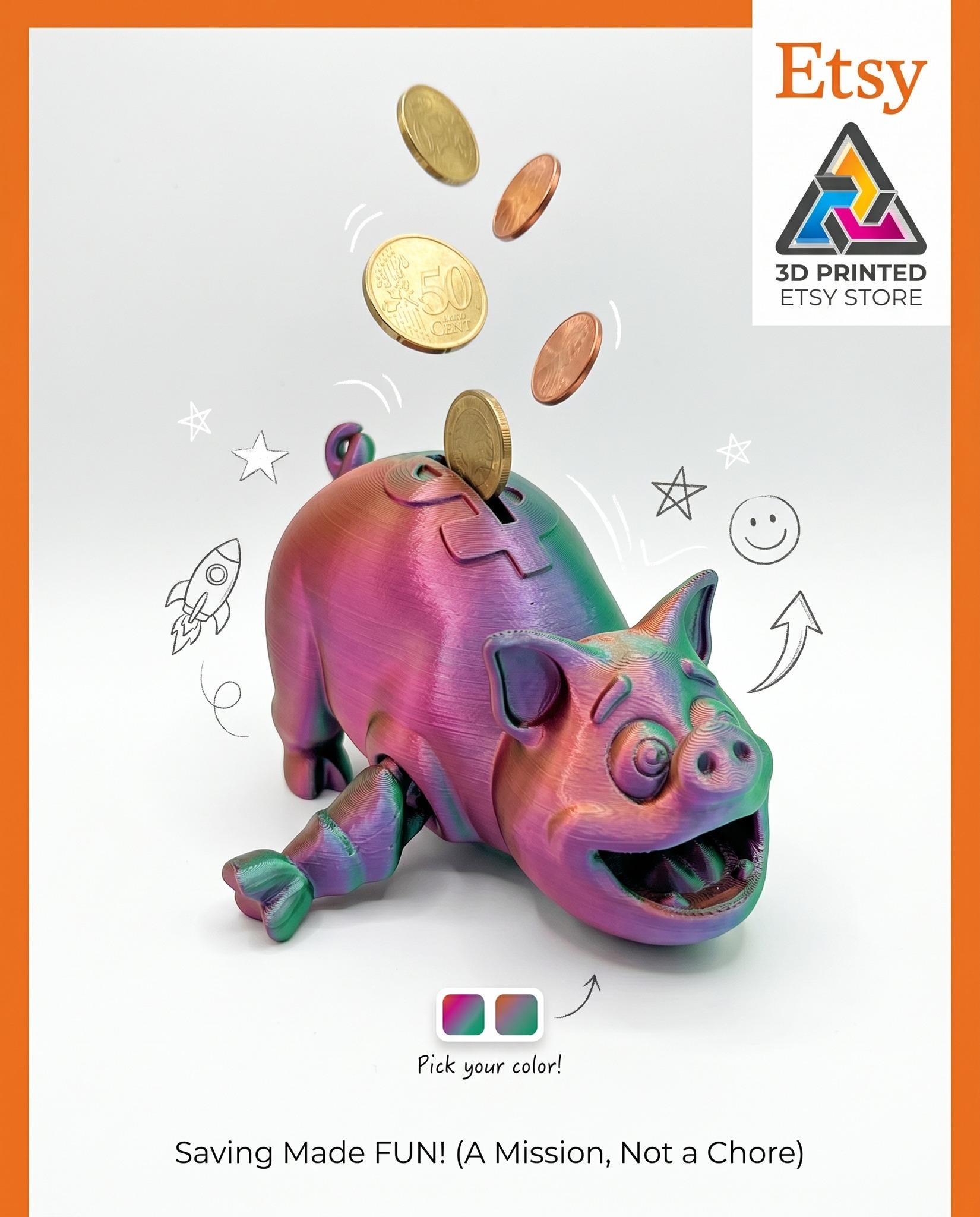3D Printed Piggy Bank: Customizable Kids Savings Bank