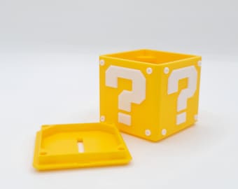 Mario Question Block Piggy Bank: 3D Printed Magnetic PLA Coin Bank