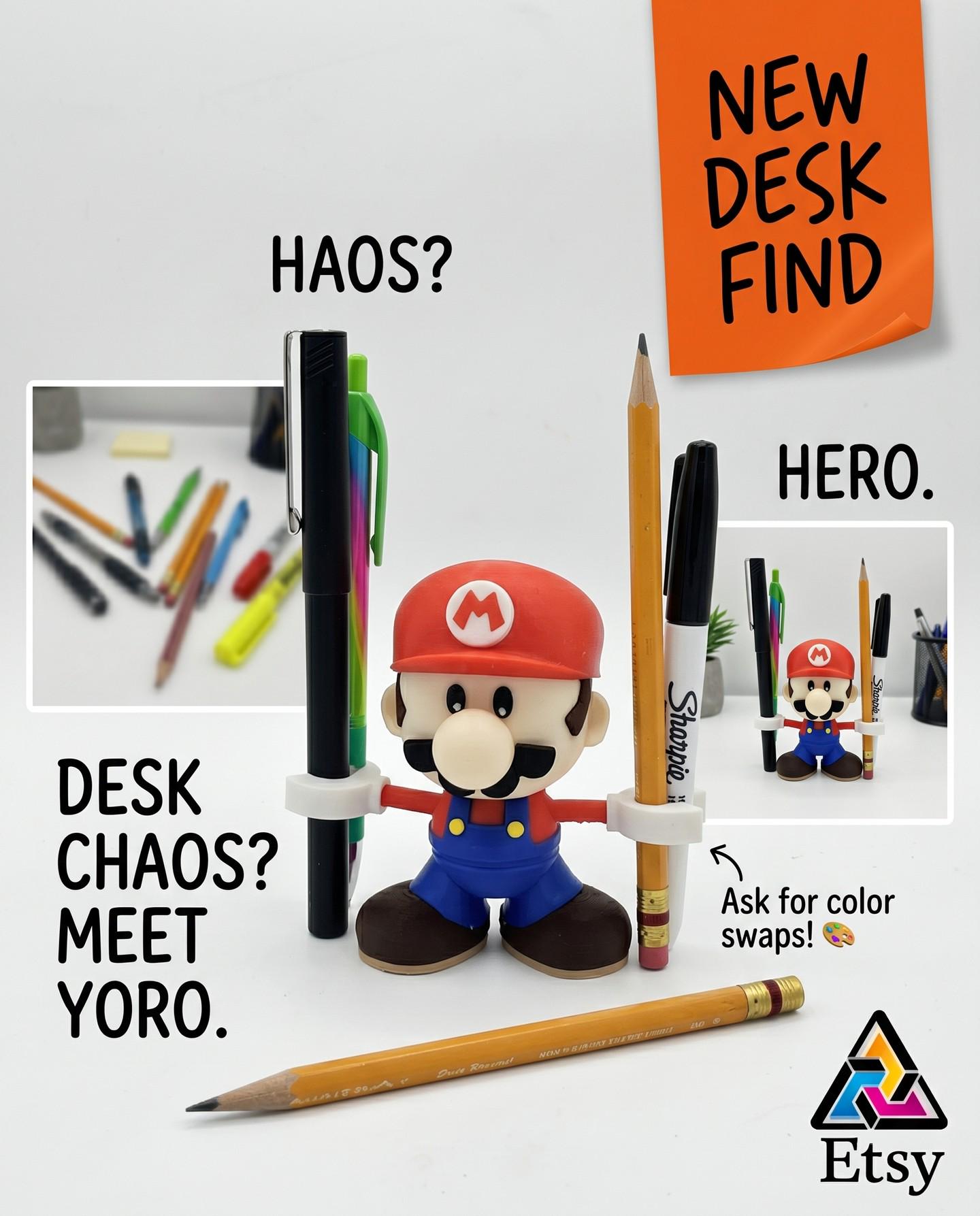 3D Printed Mario Pencil/Pen Holder – Super Mario Collection - Figurine