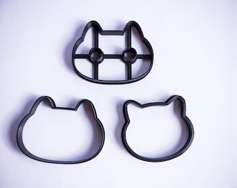 Set di 3 formine per biscotti a forma di gatto: stampate in 3D in PLA, personalizzabili.