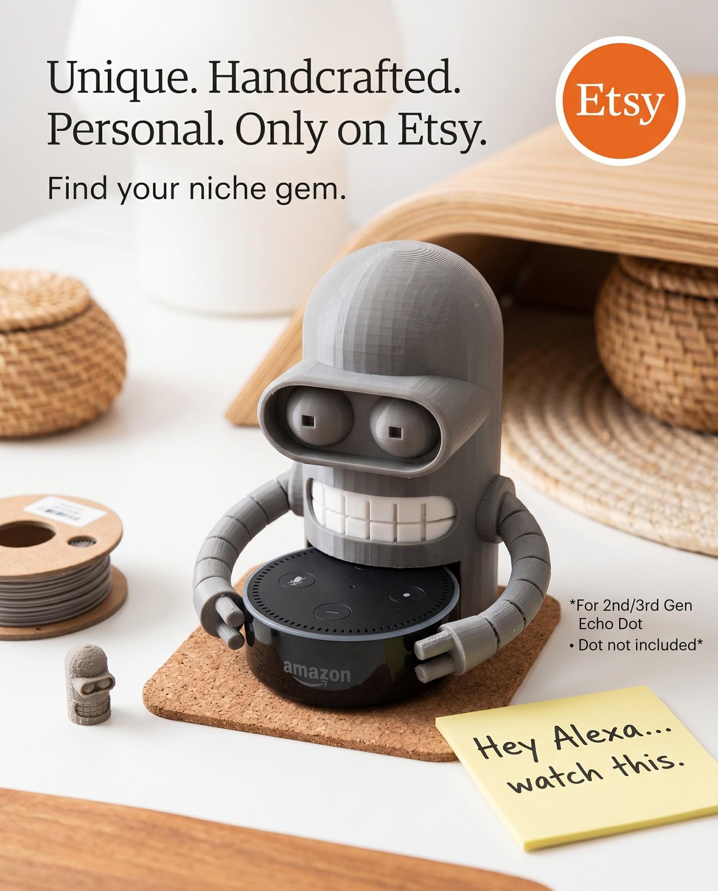 3D Printed Futurama Bender Echo Dot Holder: Alexa Stand