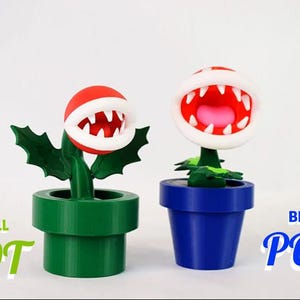 Mario Brothers Piranha Flower! - 3D Printed - So Cool Looking! Choose Vase Colors! - This guy is such a cool item! Hot Seller!