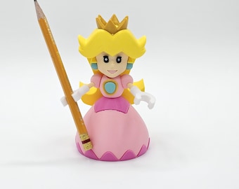 Portalápices de la Princesa Peach – Fan Art de Super Mario – Impreso en 3D