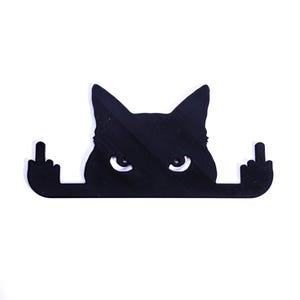 Flat Cat Giving The Finger Over The Door or Window Display! 3D Printed - Choose Any Color!