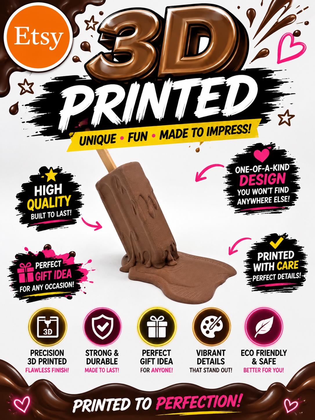 3D Printed Ice Cream Decor: Melting Popsicle & Cone Stopper