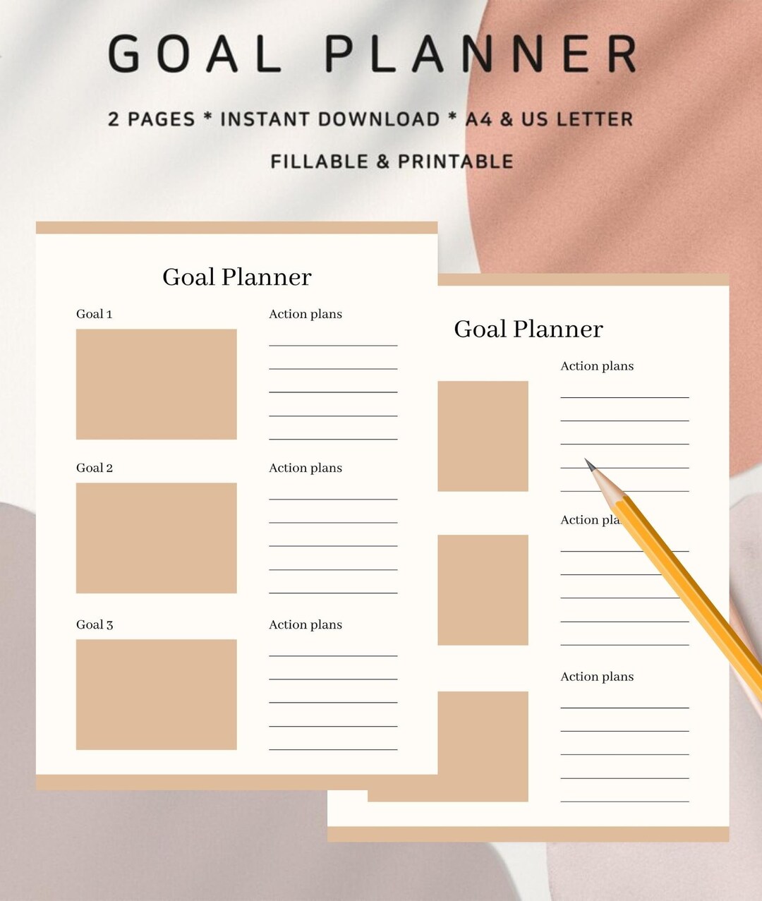 Goal Planner Digital Printable I Digital Planner I Goodnotes Planner I