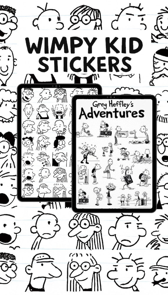 Wimpy Kid Stickers | Digital Planner Bundle | Goodnotes & Notability | Jeff Kinney Inspired | Kids Journal Decor PNG 2027|Kids planner decor