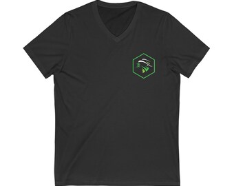 Camiseta unissex de manga curta e gola V