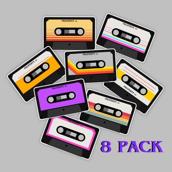 Custom Name Sticker Retro Cassette Tape 80s Aesthetic Name Decal Back to School