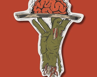 Zombie Brains Halloween Sticker Funny Horror Decal