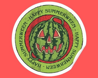 Happy Summerween Watermelon Jack O Lantern Spooky Summer Horror Sticker