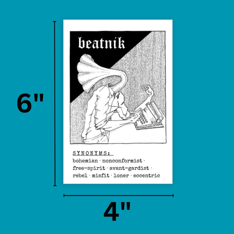Beatnik Sign Beatnik Rebel Art Print Black and White Illustrated Decor - Etsy