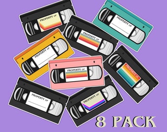 VHS Retro Custom Name Label Sticker 80s Aesthetic Sticker Name Decal for Laptop Water Bottle Personalized