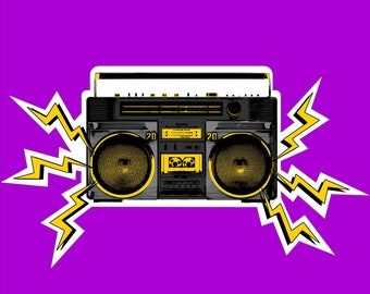 80s Boombox Sticker Retro Stereo Decal