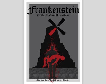 Frankenstein Art Print Vintage Horror Movie Poster Postcard Size
