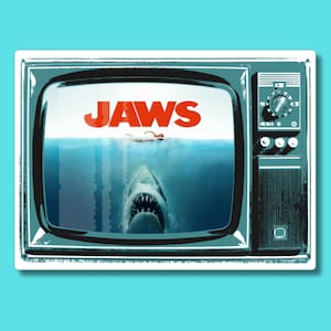Vintage Horror Sticker Jaws Retro TV 80s Aesthetic Laptop Decal