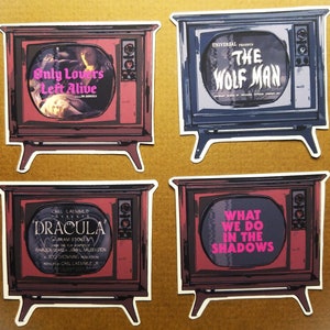 Vintage Television Horror Movie Sticker Vampire Films Halloween Retro Laptop Decal