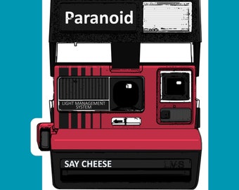 Polaroid Camera Sticker Vintage Camera Funny Paranoid Retro Laptop Decal