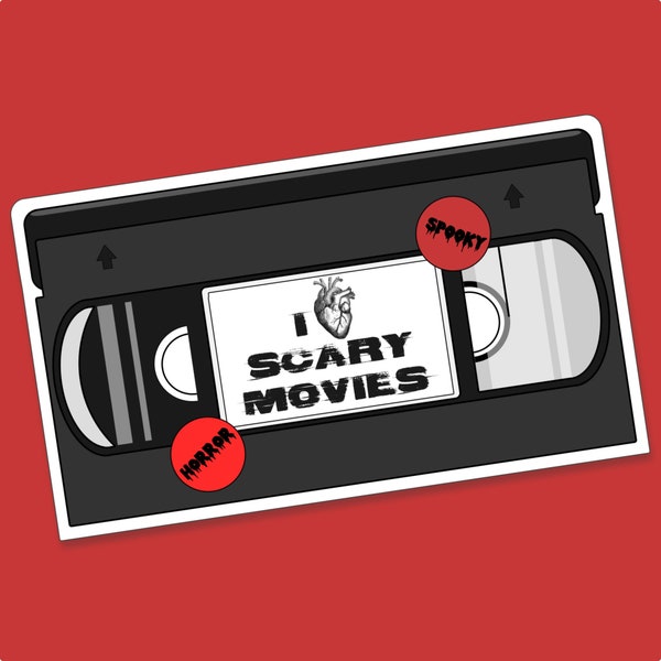 Scary Movie VHS Tape Sticker Horror Lover Retro Aesthetic 80s 90s Decal