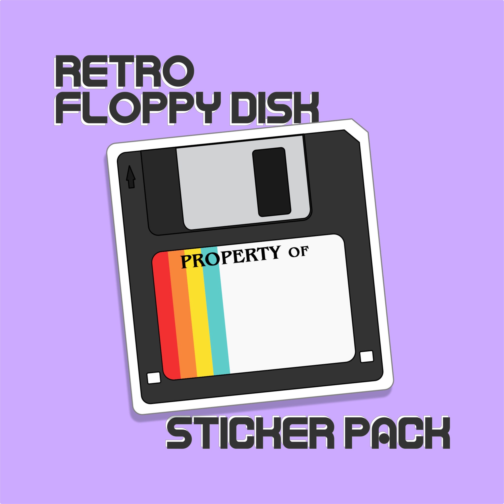 Custom Name Label Floppy Disk Retro Sticker 80s Aesthetic Sticker