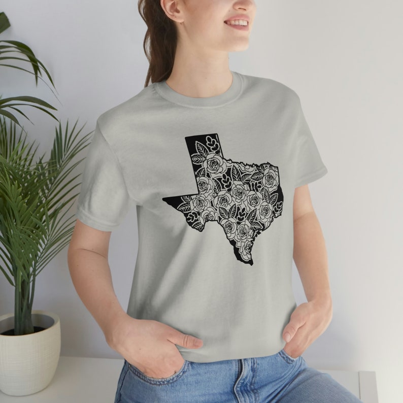 Texas State Map With Roses Unisex Jersey Short Sleeve Tee - Etsy