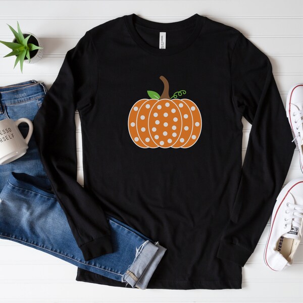 Whimsical Pumpkin | Fall Season | Pumpkin Shirt | Long sleeve pumpkin tee | Whimsy and Cute Pumpkin Shirt Unisex Jersey Long Sleeve Tee