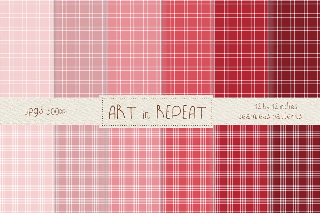 Pink and Red Plaid Gingham Digital Paper | Seamless Patterns (12x12 ...