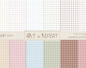 Sweet Blossom Grid Seamless Patterns | Digital Paper Pack | 12x12 JPGs 300DPI | Scrapbooking, Planners, Craft Backgrounds