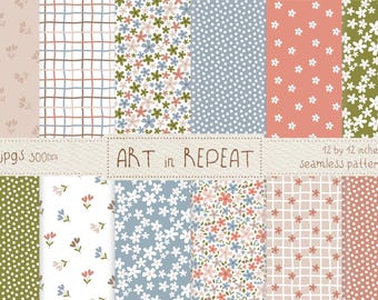 Rustic Harmony Digital Paper | 12x12 Seamless Patterns (JPG)