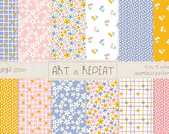 Ditzy Blooms Seamless Patterns | Spring Floral Digital Pattern (12x12 JPG)