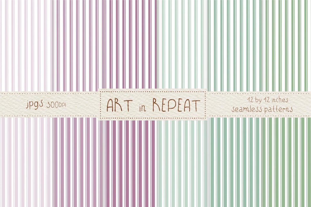 Seamless Pastel Stripes Digital Paper • 12x12" Scrapbook Patterns (JPG ...