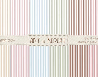 Sweet Blossoms Stripes Seamless Patterns • Pastel Boho Digital Paper (12x12" JPG 300dpi)