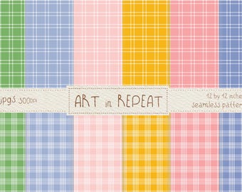 Cottage Spring Plaid Gingham Digital Paper | Seamless Patterns (12x12 JPGs)
