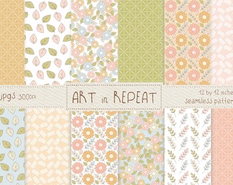 Sweet Blossoms Seamless Patterns | Spring Floral Digital Pattern (12x12 JPG)