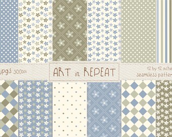 Daisy Blooms Seamless Patterns | Spring Floral Digital Paper (12x12 JPG)