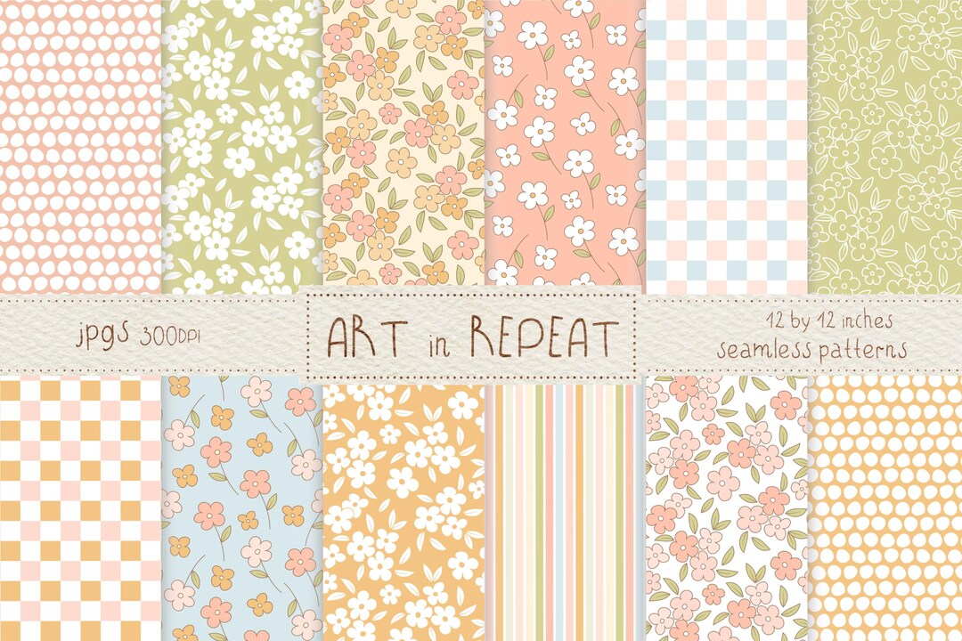 Springtime Florals Seamless Patterns | Pastel Floral Digital Paper Set ...