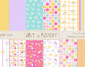 Pixel Petals Digital Paper | 12x12 Seamless Patterns (JPG)