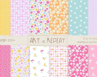 Cyber Garden Digital Paper | 12x12 Seamless Patterns (JPG)