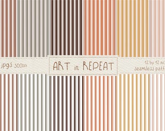Autumn Blooms Stripes Digital Paper • Seamless Neutral Patterns (Digital Download)