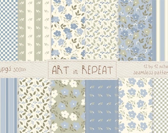 Garden Giggles Floral Seamless Patterns | Spring Floral Digital Paper (12x12 JPG)