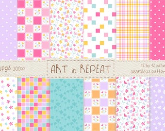 Enchanted Blossoms Seamless Patterns | Digital Paper Set (12x12 JPG)