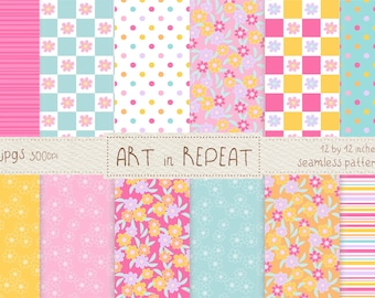 Blooming Meadow Digital Paper | 12x12 Seamless Patterns (JPG)